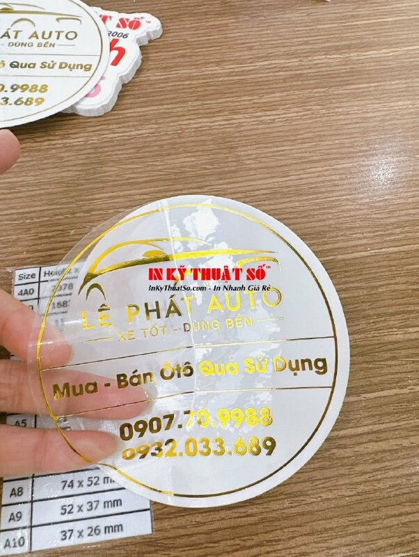In tem decal ánh kim, tem decal nhũ vàng trong suốt dán ép gold - INKTS691
