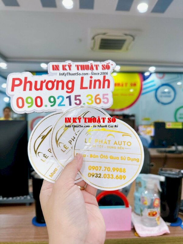 In tem decal ánh kim, tem decal nhũ vàng trong suốt dán ép gold - INKTS691