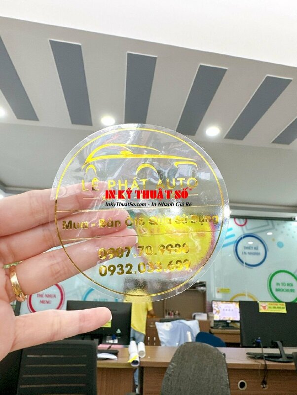 In tem decal ánh kim, tem decal nhũ vàng trong suốt dán ép gold - INKTS691