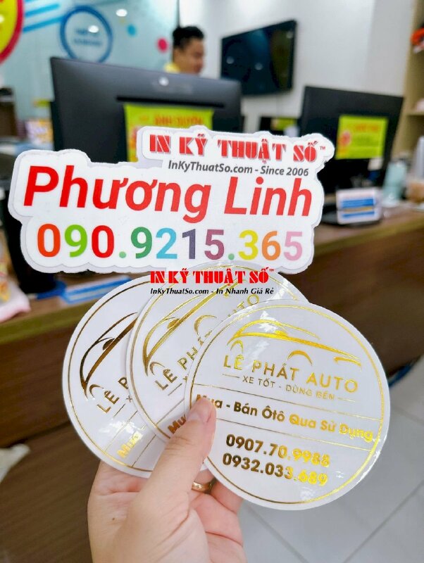 In tem decal ánh kim, tem decal nhũ vàng trong suốt dán ép gold - INKTS691