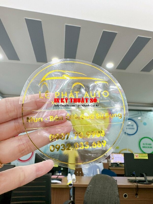 In tem decal ánh kim, tem decal nhũ vàng trong suốt dán ép gold - INKTS691