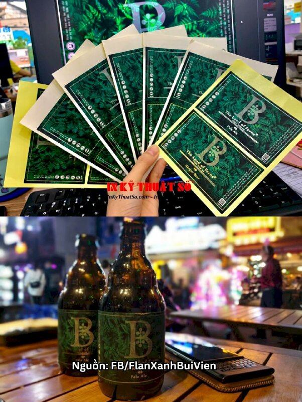 In tem giấy ép kim bạc làm tem Decal dán chai thủy tinh Beer, in nhãn dán chai bia - INKTS904