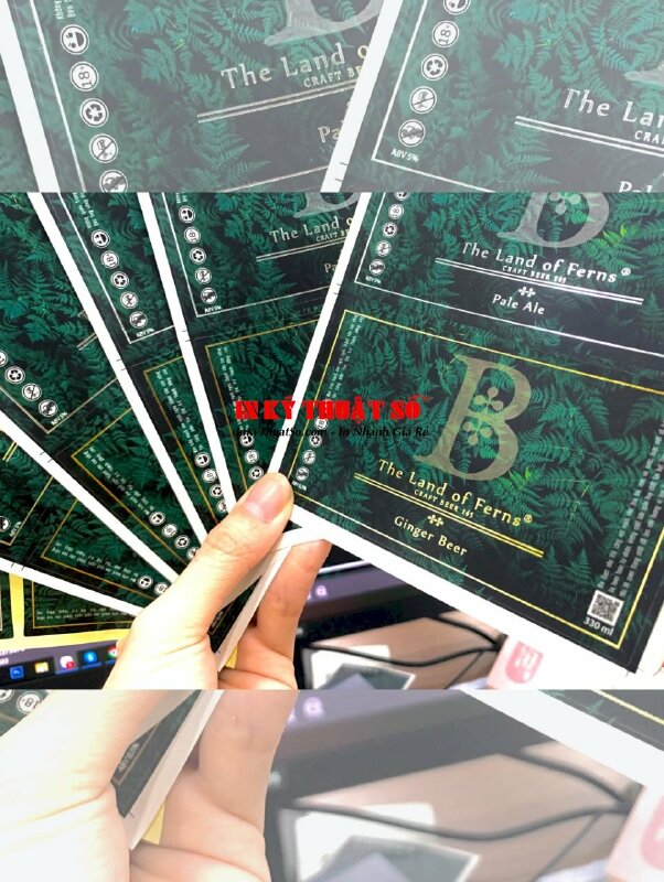 In tem giấy ép kim bạc làm tem Decal dán chai thủy tinh Beer, in nhãn dán chai bia - INKTS904