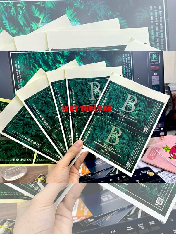 In tem giấy ép kim bạc làm tem Decal dán chai thủy tinh Beer, in nhãn dán chai bia - INKTS904