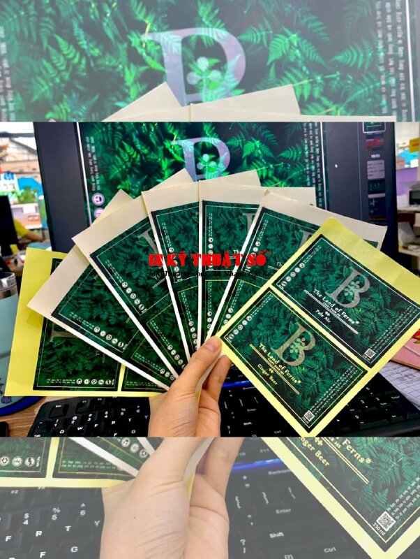 In tem giấy ép kim bạc làm tem Decal dán chai thủy tinh Beer, in nhãn dán chai bia - INKTS904