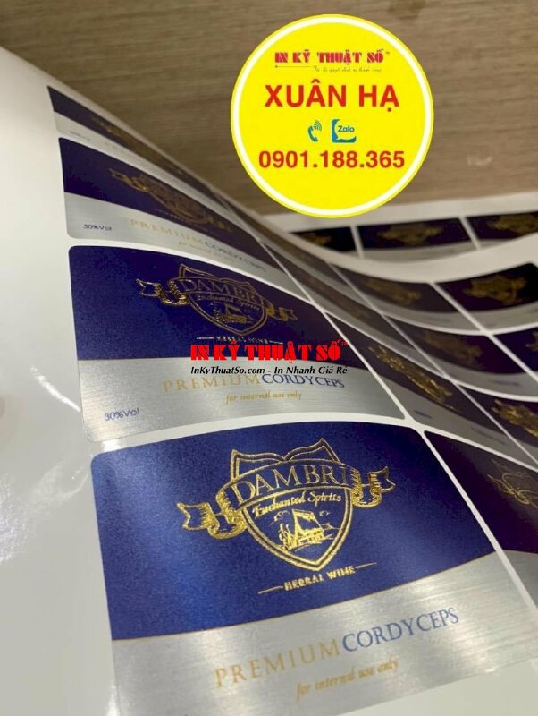 In tem nhãn Decal nhôm xước, ép kim, cán mờ, bế tem theo đường viền - INKTS1150