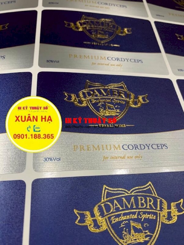 In tem nhãn Decal nhôm xước, ép kim, cán mờ, bế tem theo đường viền - INKTS1150