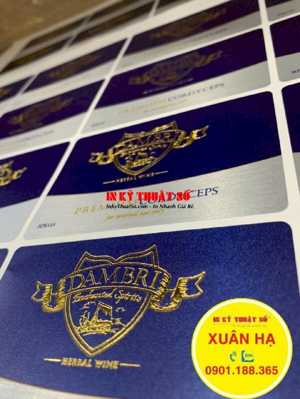 In tem nhãn Decal nhôm xước, ép kim, cán mờ, bế tem theo đường viền - INKTS1150