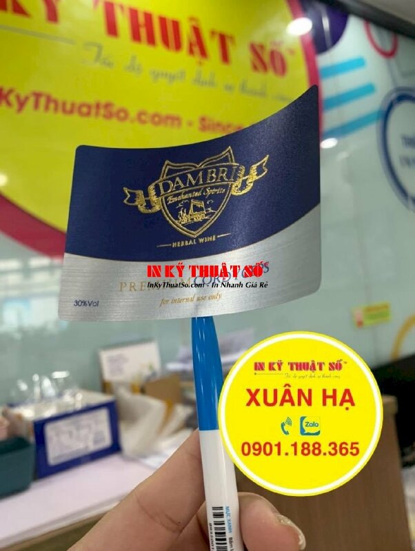 In tem nhãn Decal nhôm xước, ép kim, cán mờ, bế tem theo đường viền - INKTS1150