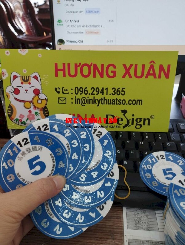 In tem nhãn tròn,  giấy C200, ép kim bạc - INKTS358