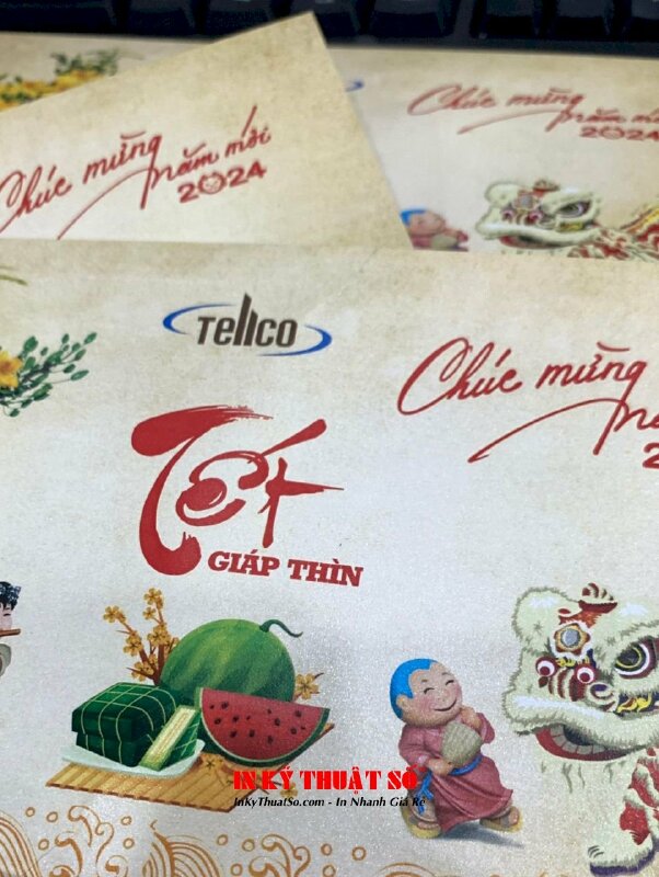 In thiệp chúc Tết khách hàng, đối tác, in thiệp giấy mỹ thuật nhũ bạc - INKTS1155