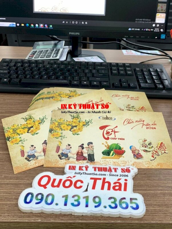 In thiệp chúc Tết khách hàng, đối tác, in thiệp giấy mỹ thuật nhũ bạc - INKTS1155