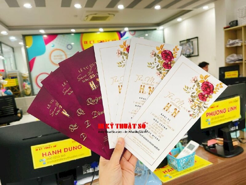 In tờ menu tiệc cưới để bàn tiệc dạng tờ rơi in nhanh 2 mặt - INKTS3267