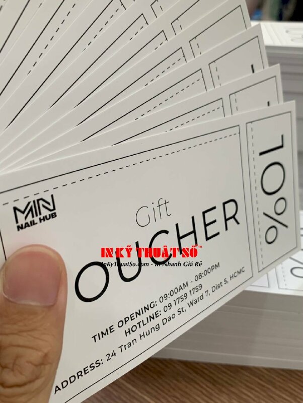 In voucher 2 mặt, cán mờ trên giấy C300gsm cho tiệm Nail - INKTS383