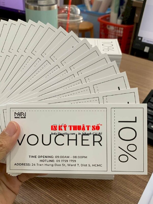 In voucher 2 mặt, cán mờ trên giấy C300gsm cho tiệm Nail - INKTS383