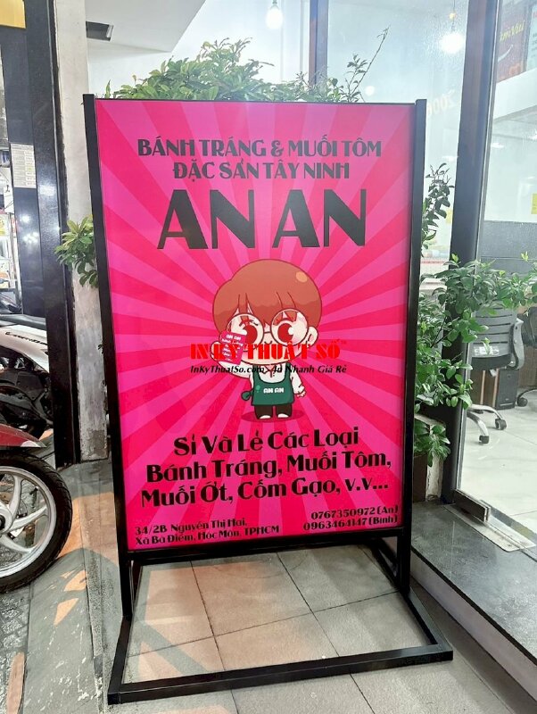 Làm chân standee sắt bảng hiệu ngoài trời cửa hàng đặc sản Tây Ninh - INKTS896