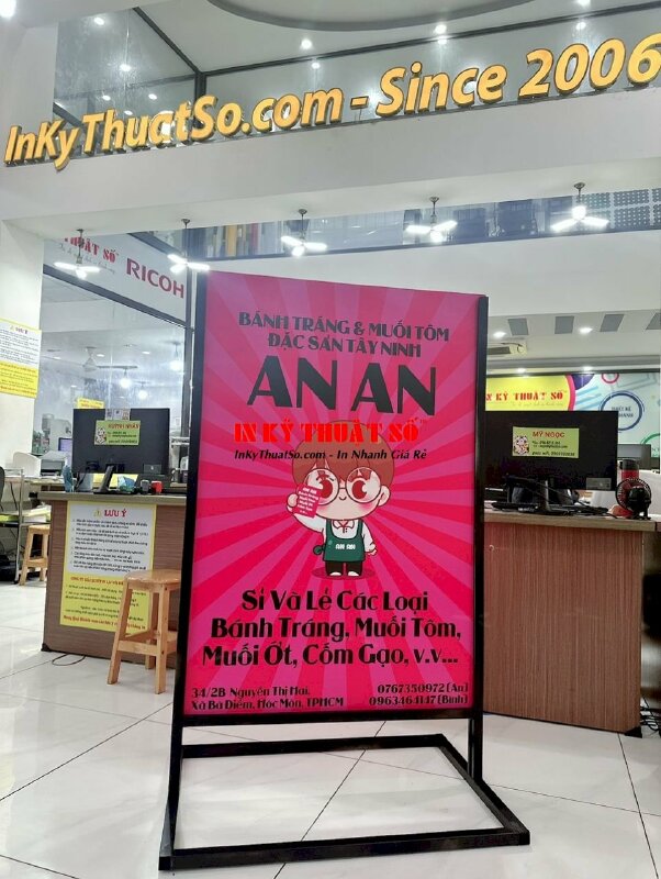 Làm chân standee sắt bảng hiệu ngoài trời cửa hàng đặc sản Tây Ninh - INKTS896