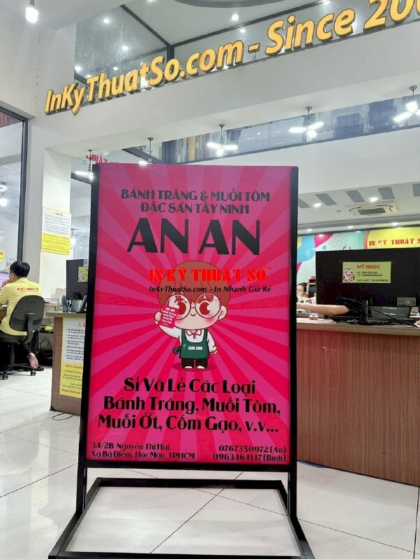 Làm chân standee sắt bảng hiệu ngoài trời cửa hàng đặc sản Tây Ninh - INKTS896