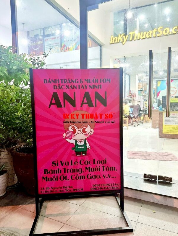 Làm chân standee sắt bảng hiệu ngoài trời cửa hàng đặc sản Tây Ninh - INKTS896