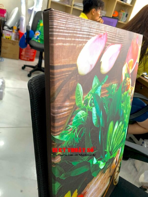 Tranh trang trí quán bánh cuốn in Canvas mực dầu mờ hình món ăn của quán - INKTS3256