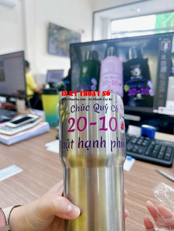 In ấn UV DTF lời chúc lên ly giữ nhiệt làm quà tặng số lượng lớn - INKTS772