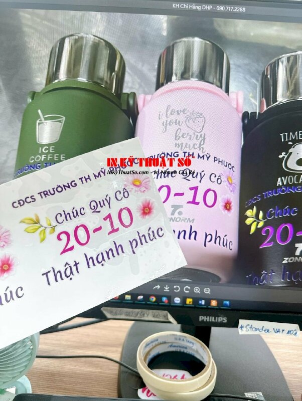 In ấn UV DTF lời chúc lên ly giữ nhiệt làm quà tặng số lượng lớn - INKTS772