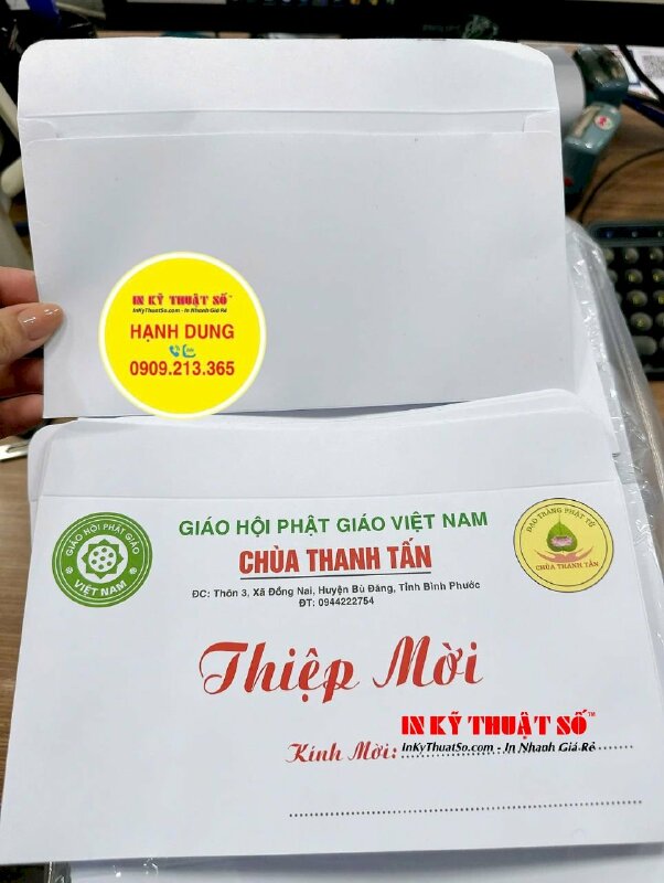 In bao thư thiệp mời cho nhà Chùa, hàng gửi đi Bình Phước từ TPHCM - INKTS3292