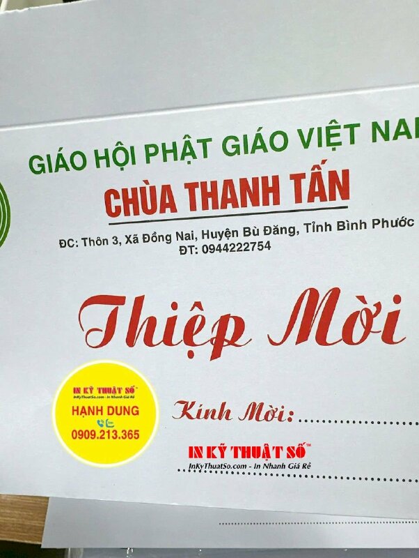 In bao thư thiệp mời cho nhà Chùa, hàng gửi đi Bình Phước từ TPHCM - INKTS3292