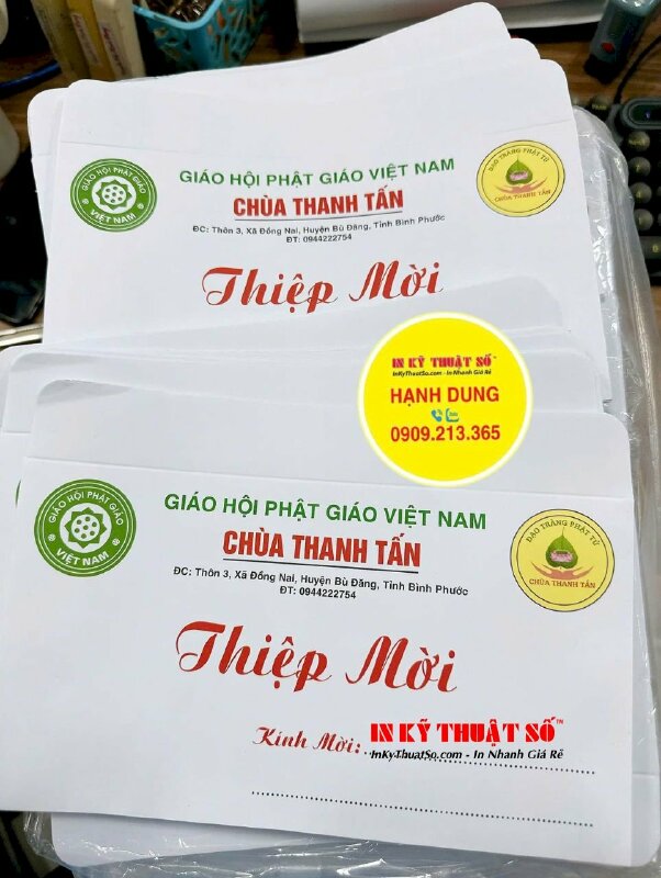 In bao thư thiệp mời cho nhà Chùa, hàng gửi đi Bình Phước từ TPHCM - INKTS3292