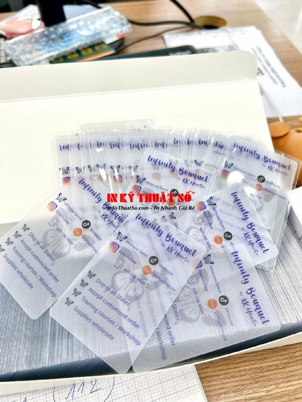 In Card nhựa trong suốt, 1 mặt, ép mờ, gửi đi nước ngoài - INKTS308