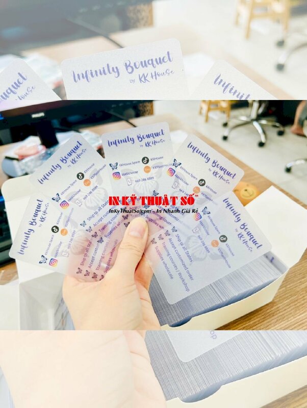 In Card nhựa trong suốt, 1 mặt, ép mờ, gửi đi nước ngoài - INKTS308