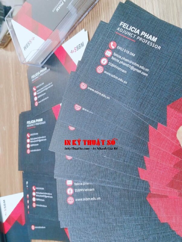 In danh thiếp giấy mỹ thuật nhũ bạc, in card visit trợ giảng, giảng viên thỉnh giảng Adjunct Professor - INKTS841