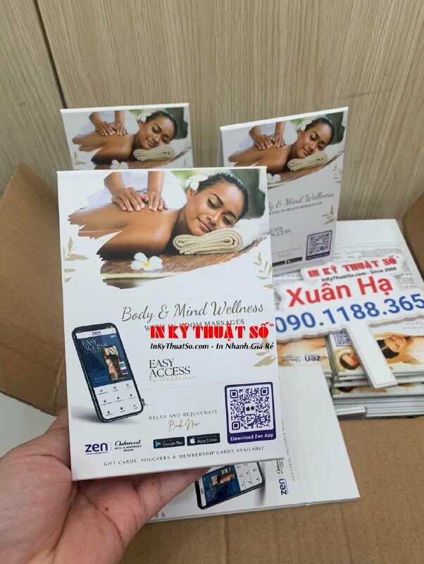 In standee đế bồi Carton chữ A để bàn làm bảng giá dịch vụ Spa & Massage tận nơi - INKTS1060