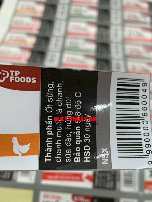 In tem decal giấy dán chai sốt chấm công ty thực phẩm, cán bóng, bế demi - INKTS300