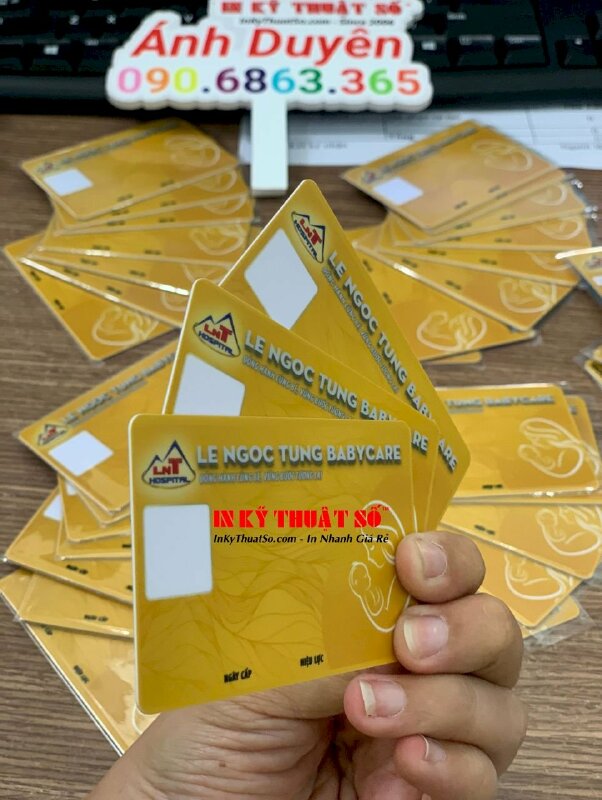 In thẻ khám bệnh cho bệnh viện, in thẻ nhựa PVC 4 lớp, ép mờ - INKTS616