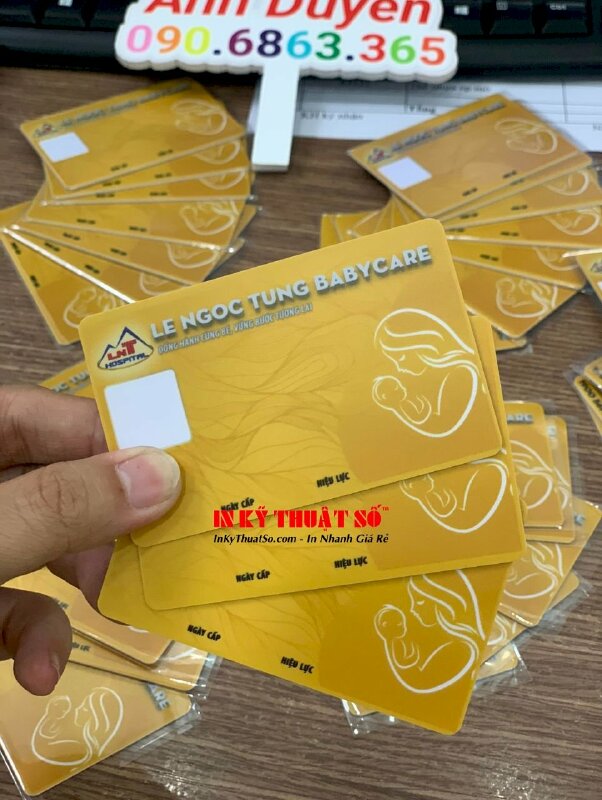In thẻ khám bệnh cho bệnh viện, in thẻ nhựa PVC 4 lớp, ép mờ - INKTS616