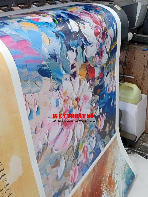 In tranh Canvas 3D nổi vẽ hoa phong cách sơn dầu, acrylic - INKTS3188