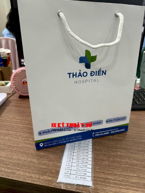 In túi giấy bệnh viện quốc tế 25cm x 30cm x 8cm in Offset mặt ngoài cán mờ 1 mặt - INKTS3287