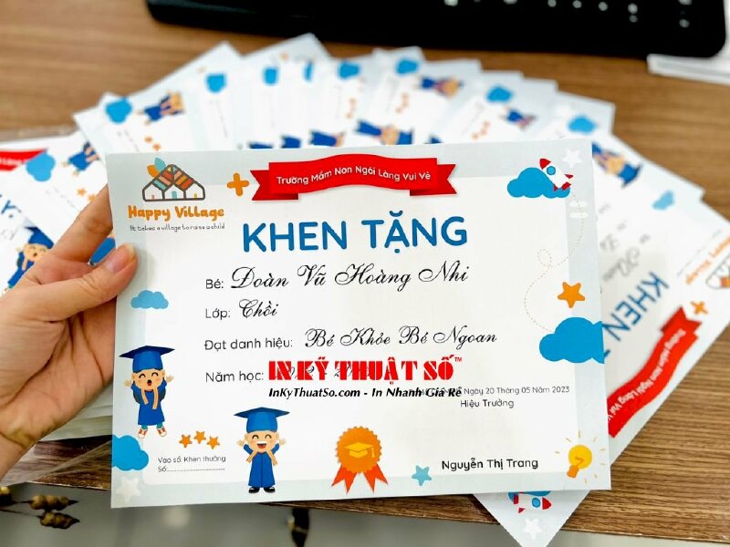 in giấy khen học sinh mầm non