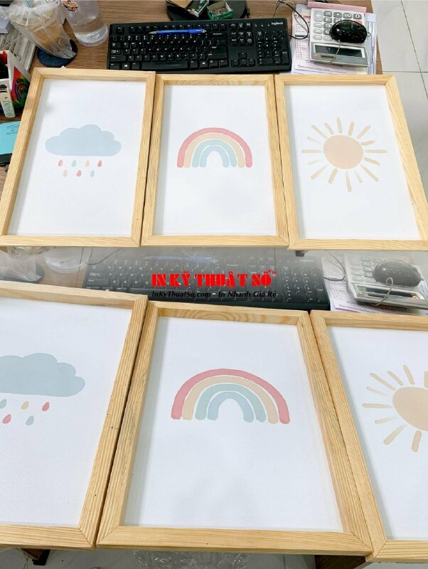 Bộ 3 tranh Formex đóng khung gỗ Rainbow, Sun, Rain - INKTS903
