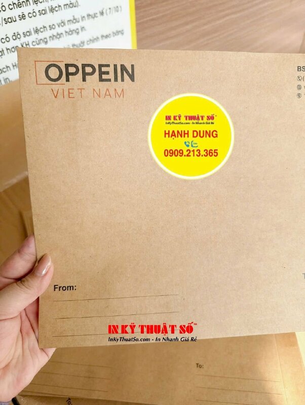 In bao thư giấy Kraft nâu in logo, địa chỉ công ty sản xuất tủ bếp & nội thất tùy chỉnh - INKTS1165