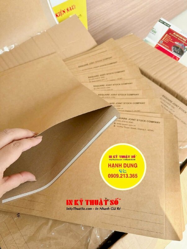 In bao thư giấy Kraft nâu in logo, địa chỉ công ty sản xuất tủ bếp & nội thất tùy chỉnh - INKTS1165