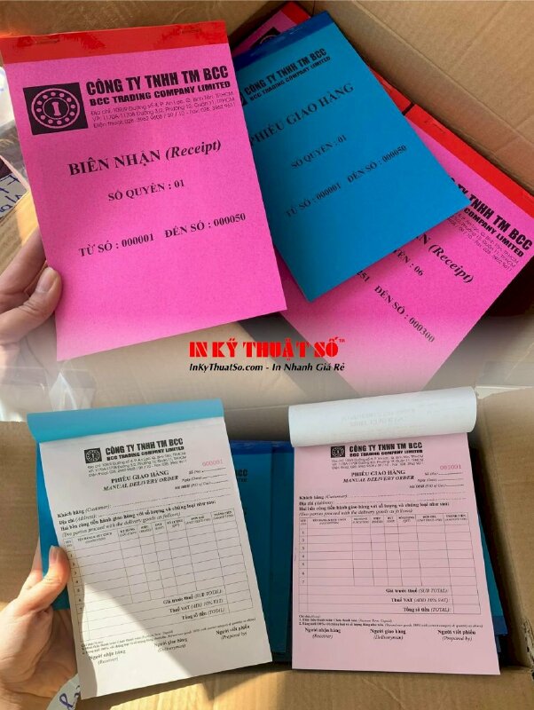 In biểu mẫu khổ A5 màu đỏ - in 2 màu - 2 cuốn - INKTS13