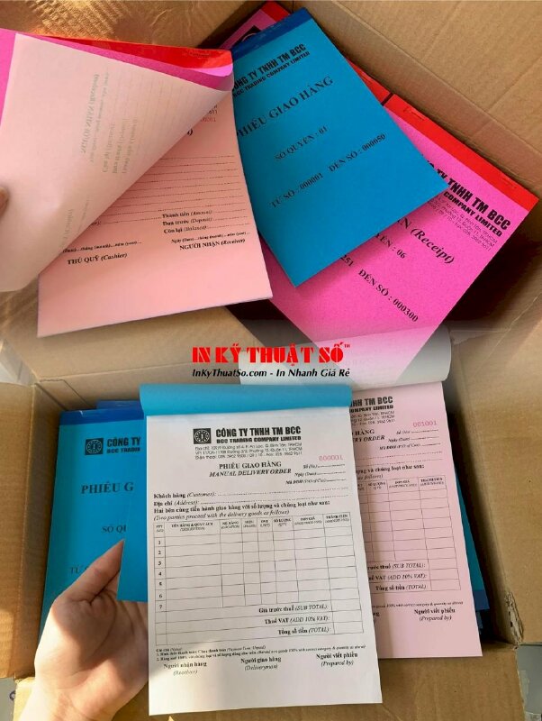 In biểu mẫu khổ A5 màu đỏ - in 2 màu - 2 cuốn - INKTS13