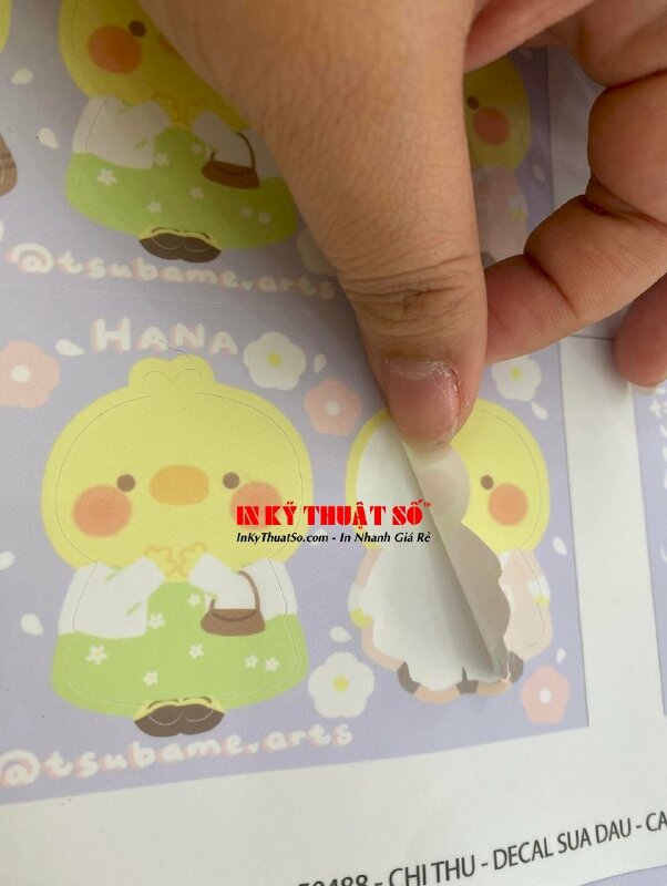 In decal trong, decal sữa, cán màng, bế thành phẩm từng hình - INKTS312