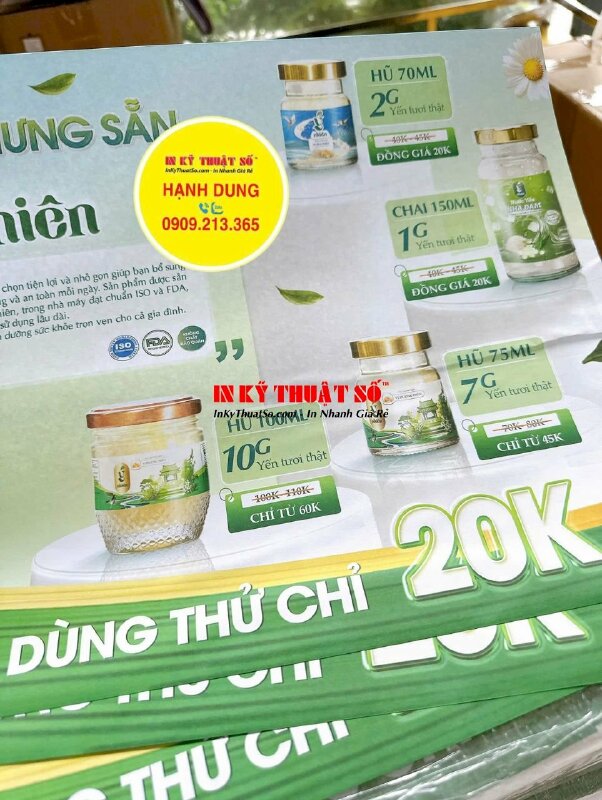 In giấy lót bàn cửa hàng Yến chưng tươi kích thước 30cm x 40cm - INKTS3299