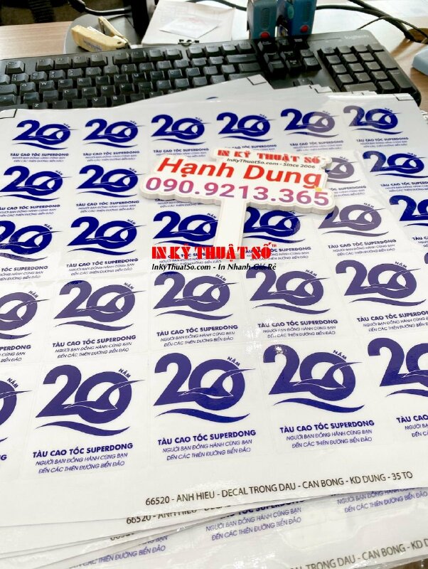 In logo decal trong, in logo kỷ niệm 20 năm thành lập công ty - INKTS702