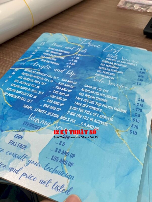 In menu mica cầm tay độc đáo cho tiệm Nail&Spa - INKTS431