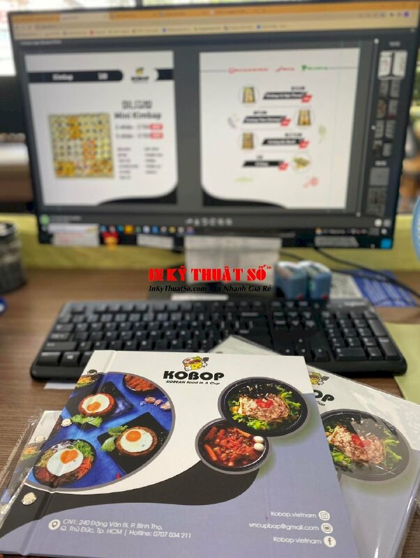 In menu quán ăn Hàn Quốc bìa cứng đóng ghim inox - INKTS244