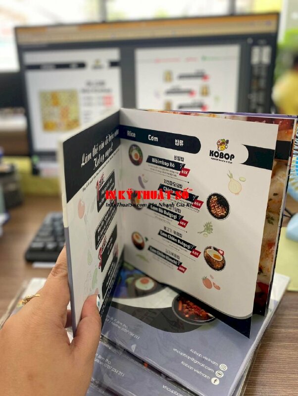 In menu quán ăn Hàn Quốc bìa cứng đóng ghim inox - INKTS244